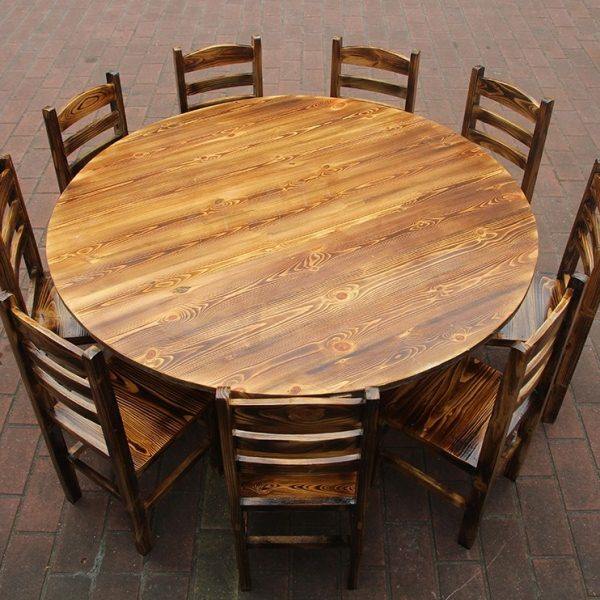 中式炭烧桌火锅桌碳化色餐桌椅碳烧台凳饭店圆桌椅黑色复古酒店桌