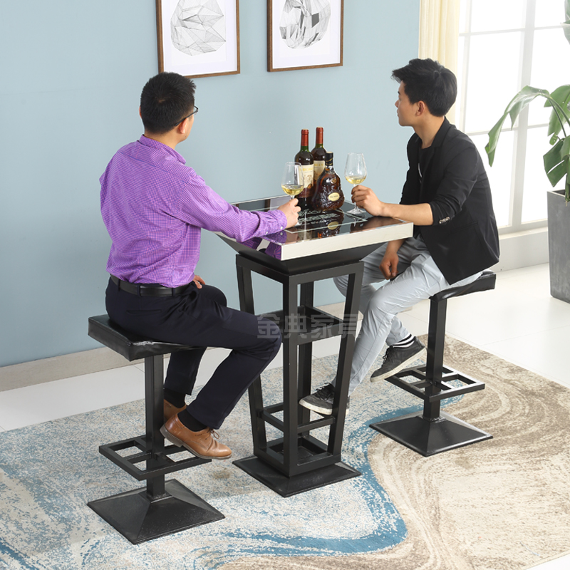 KTV酒吧吧g台高脚桌吧台桌椅不锈钢大理石酒吧台发光散台铸铁慢摇