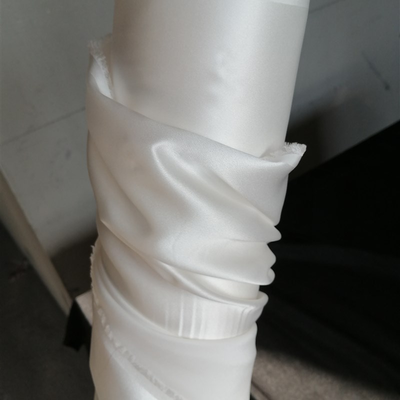 22姆纯白色140宽幅重磅真丝素绉缎100%真丝服装四件套布料