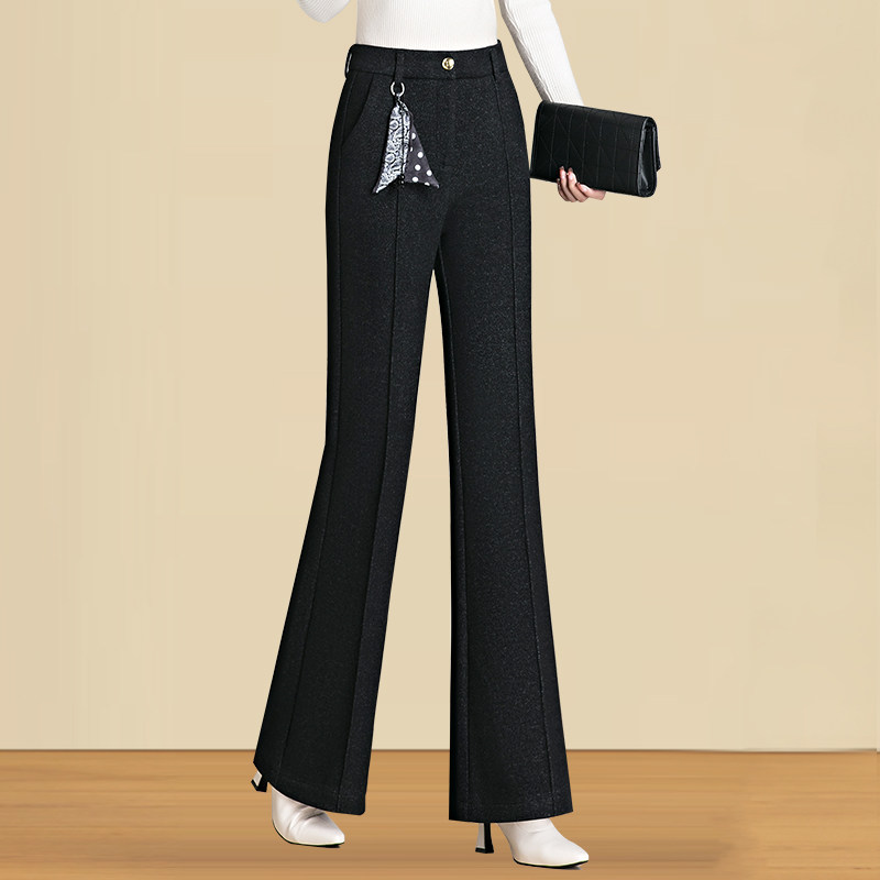 冬季厚款微喇裤女2025年新款高腰弹力女裤西装裤垂感休闲喇叭裤子