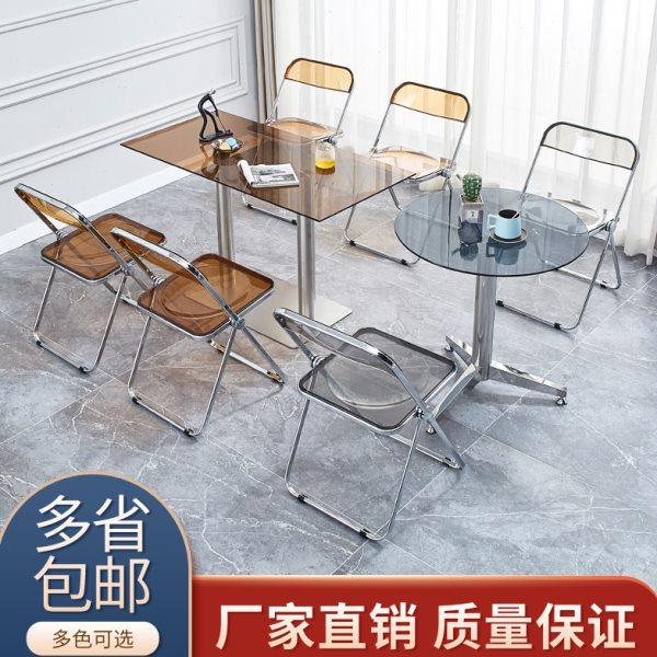 餐桌亚克力 透明不锈钢升降阳台椅子圆玻璃商用工业外摆桌椅桌子,住宅家具,玻璃餐桌,淘宝优惠券,粉丝福利购,淘宝优惠卷
