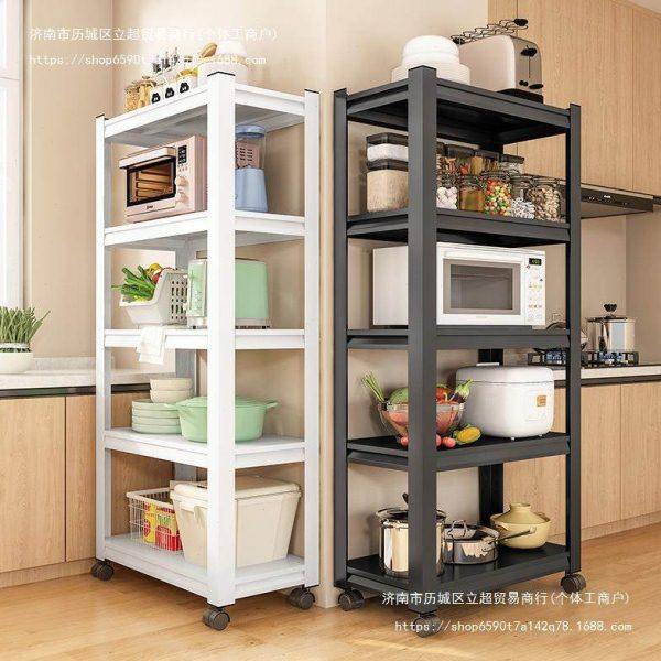 可移动厨房置物架落地多层收纳架微波炉烤箱储物带轮子家用铁架子,厨房/烹饪用具,微波炉置物架,淘宝优惠券,粉丝福利购,淘宝优惠卷