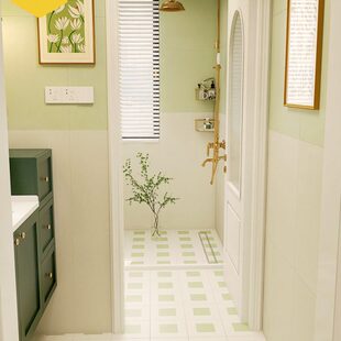 末末家法式卫生间瓷砖小花砖清新牛油果绿浴室微水泥墙砖厨房地砖