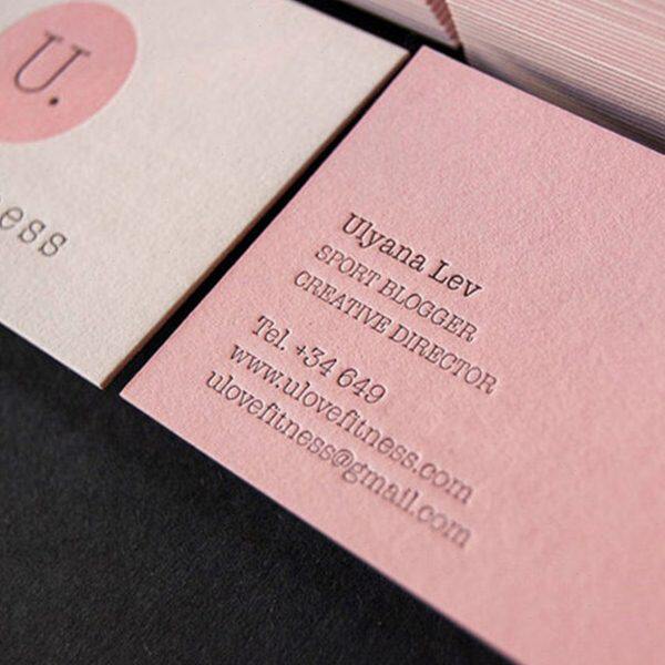 压凹棉纸名片浮雕名片制作高档凹凸名片设计印刷边缘擦色名片定制