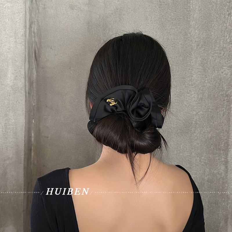 法式高级感缎面大肠发圈头u绳女木耳边肥肠圈扎马尾发绳皮筋丸子