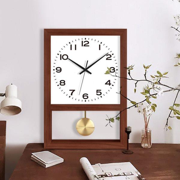 日式复古实木钟表家用客厅方形座钟北欧挂钟艺术台式摆件摇摆时钟,家居饰品,挂钟,淘宝优惠券,粉丝福利购,淘宝优惠卷