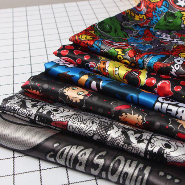 卡通印花色丁布料睡衣睡裙家居服连衣裙面料11.9元两米包邮A027