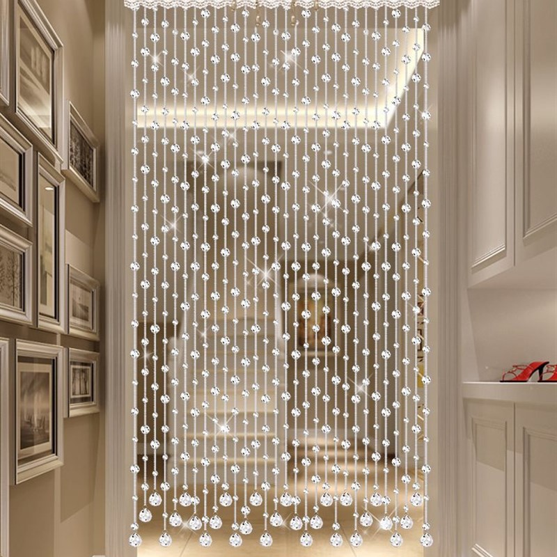 水晶珠帘隔断帘客厅玄关门帘过道装饰家用屏风帘子珠链窗帘免打孔