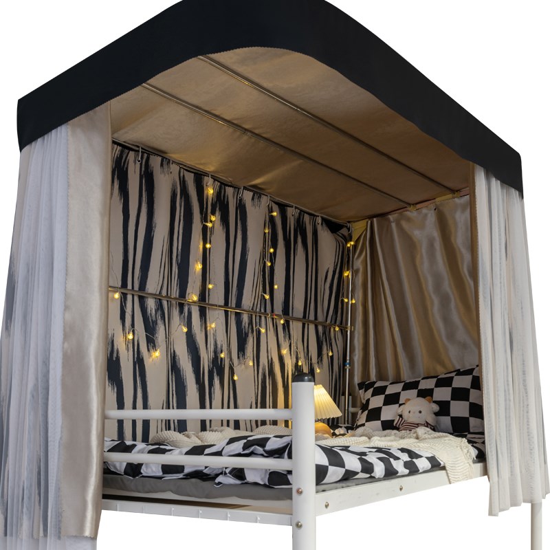 111VU型双轨道学生宿舍床帘蚊帐一体式上铺女强遮光寝室u形床幔带