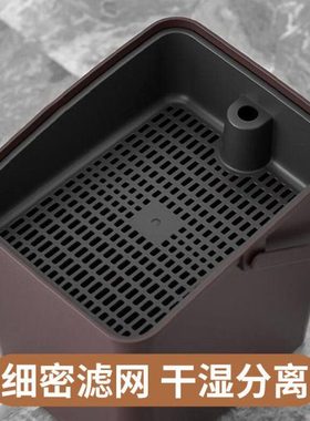 茶渣桶茶具配件导水管茶水桶推盖滤茶桶茶台废水桶大号棕C1845