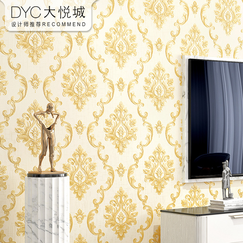 欧式奢华卧室家用无纺布墙纸高档大气3d立体N浮雕精压客厅背景壁