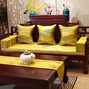 红木沙发坐垫实木家具山水画中式罗汉床垫子高密度海绵垫防滑定制