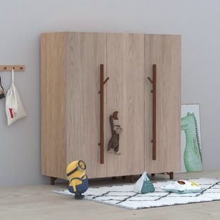 全实木儿童衣柜卡通猴子男孩女孩家用卧室小户型矮衣柜白蜡木衣橱
