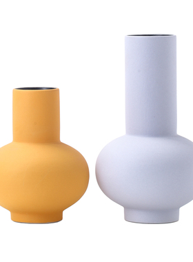 现代北欧异形陶瓷花瓶摆件家居客厅电视柜餐桌创意黄色白色插花器