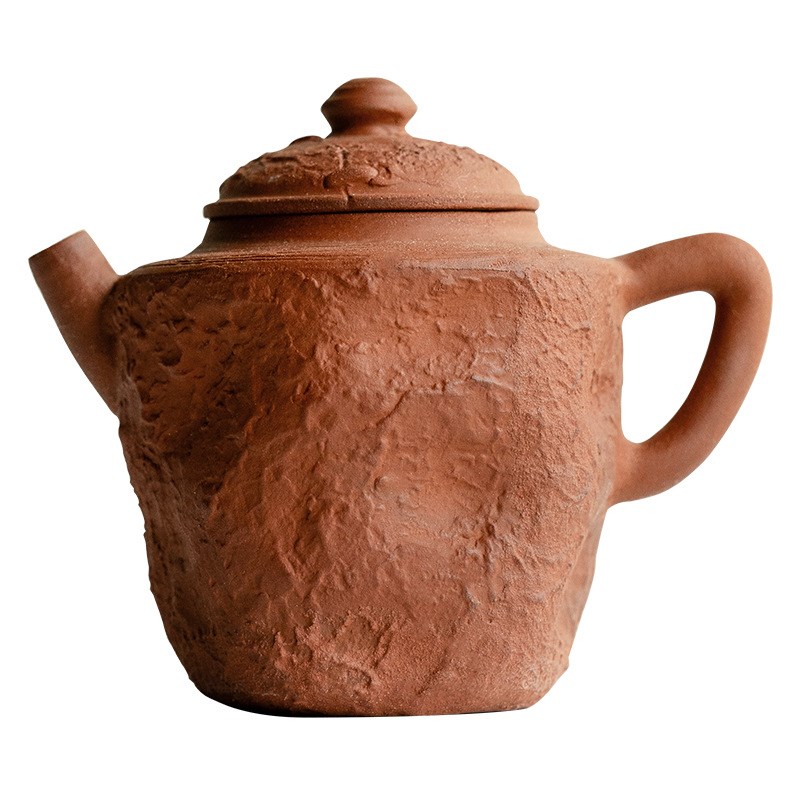 手工老红陶泥锔钉单个茶壶家用陶瓷泡茶壶侘寂风单壶高档功夫茶具