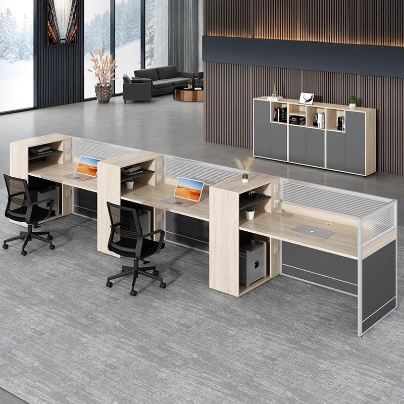 职员屏风桌卡位办公桌隔断挡板四人6人位工位办公室财务桌椅组合