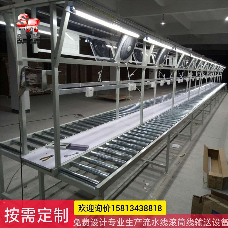 滚筒流水线定制环形牛眼台转弯输送线手推无动力工装板家居组装线