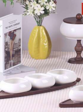 【工厂直销】美芙配木托树叶款欧式甜品碗简约纯白色三角型甜品碗