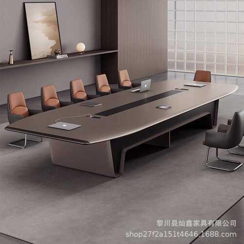 大型烤漆会议桌10人轻奢长桌简约现代创意洽谈大气会议室办公桌子