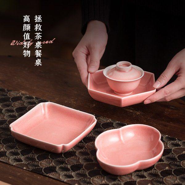 曼粉/草木灰嫣红海棠壶承窗花小盘六边果盘餐盘干泡台茶道零配,家居饰品,花瓶,淘宝优惠券,粉丝福利购,淘宝优惠卷