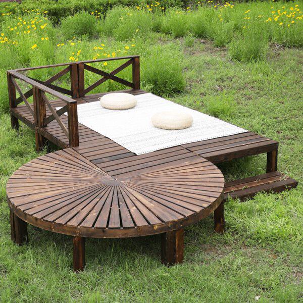 户外花园庭院防腐木平台室外院子露台木板材碳化实木地板阳台防水