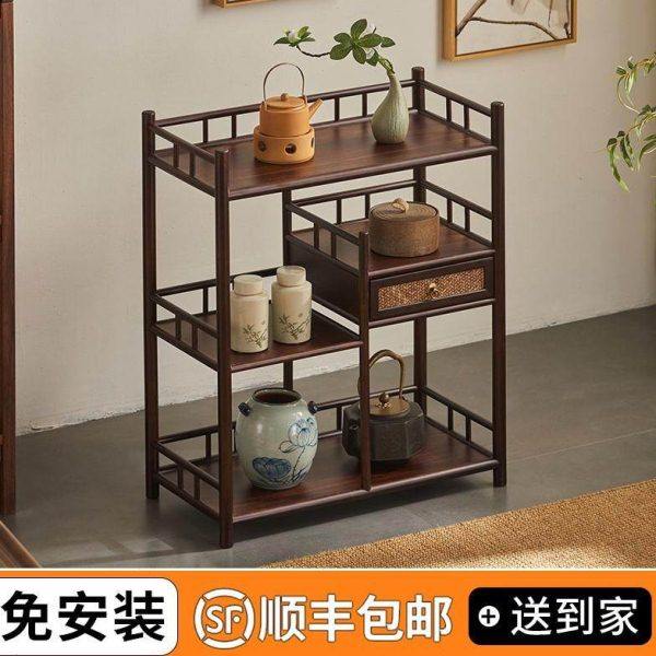茶叶柜靠墙置物架新中式博古架茶台茶柜茶水柜茶具放置架侧边边柜