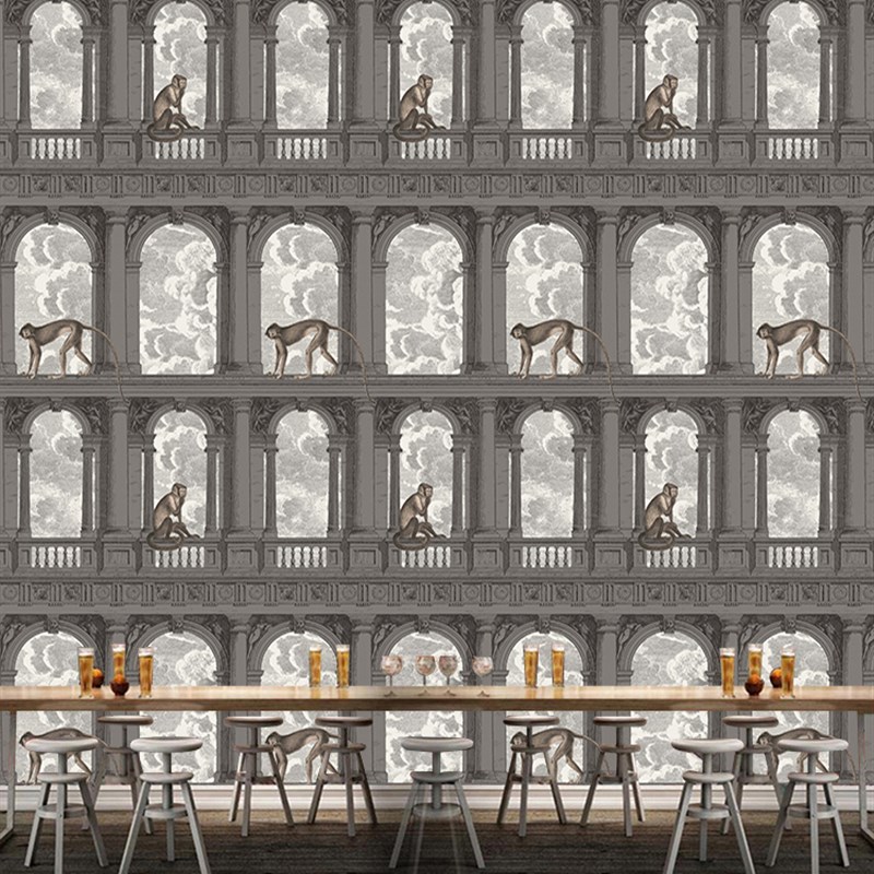 欧式抽象城市建筑壁纸无缝墙布客厅酒店J背景墙纸个性黑白名宿壁
