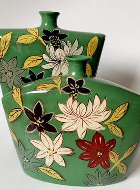 北欧陶瓷绿色花瓶家居摆件客厅插花创意简约干花电视柜餐桌装饰品