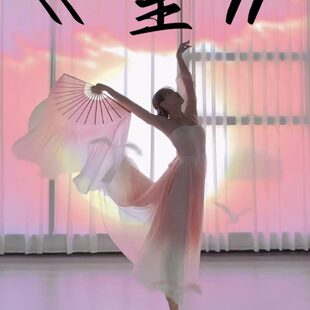 扇子舞蹈扇中国风古典舞跳舞望双面真丝渐变藕粉折扇演出专用道具