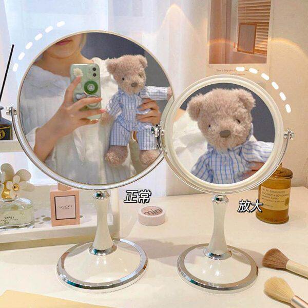 复古化妆镜梳妆台C桌面家用子卧室台式双面网红美妆放大镜学生宿