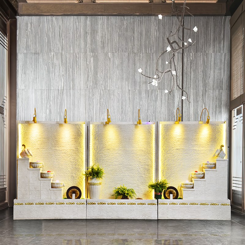 欧式大型假山水幕墙流水屏风隔z断新房客厅公司办公室装饰景观摆