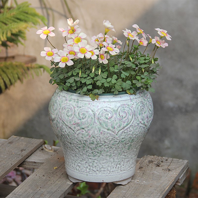 紫砂釉面陶c盆如意纹高款多肉绿植三角梅绿萝兰花创意悬崖老桩简