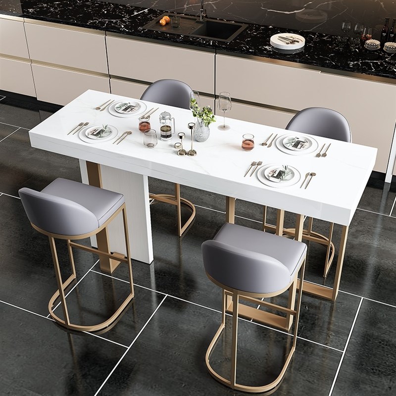 大理石吧台桌家用轻奢小r户型吧台餐桌一体厨房客厅隔断桌休闲桌