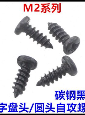 M2*4*5*6*7*8*10*12*14*16*18*20PA十字盘头圆头自攻螺丝钉黑色