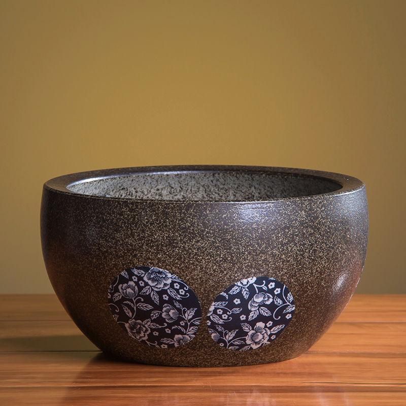 水培铜钱草陶瓷花盆大号碗莲睡莲C盆绿萝陶瓷多肉花盆庭院荷花水