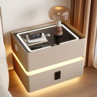 悬浮式智能床头柜简约现代轻奢高级感卧室家用床边带锁实木收纳柜