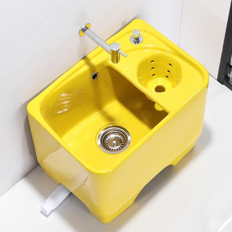 彩色家用阳台高脚k拖把池带沥水篮陶瓷带脚大号户外落地式庭院侧