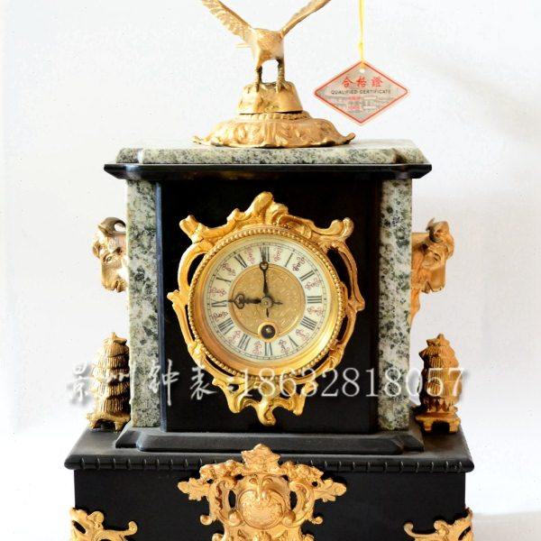 景州钟表 大理石座钟 电镀金 老式上弦台钟 机械报时 古典仿古董