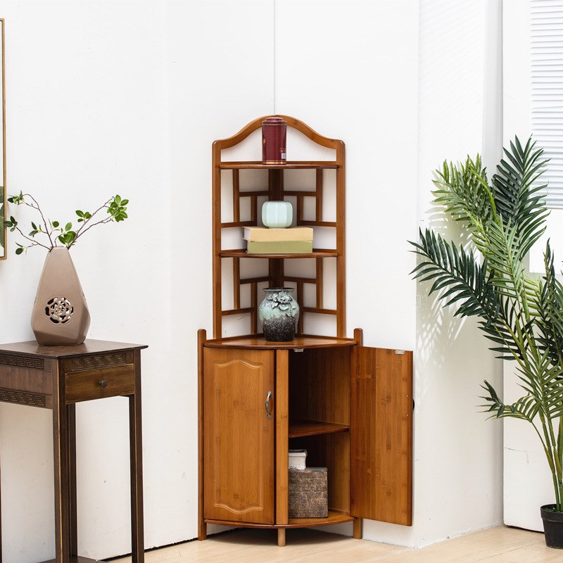 ALI6新中式角柜实木边角拐角储物柜转角置物架客厅墙角柜三角形小