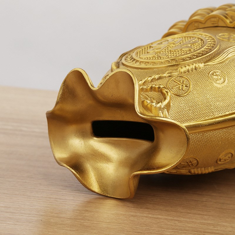 黄铜福字存钱罐招米进宝钱袋子家居创意工艺品礼品办公室桌面摆件