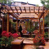 防腐木碳化木定制 紫藤架 户外庭院葡萄架花架廊架车棚凉亭避阳棚