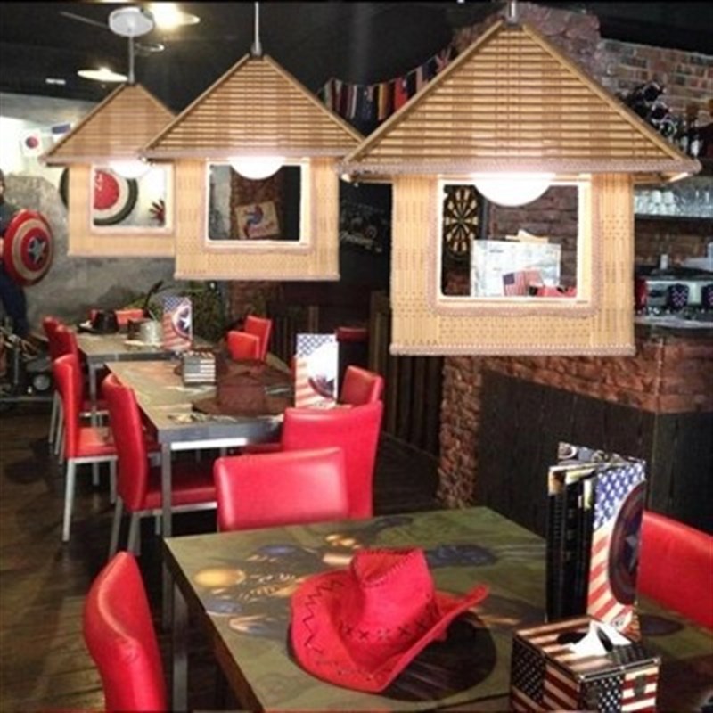 现代藤艺吊灯手工编织圆形鸟巢房子草帽创意田园饭店餐厅咖啡厅灯