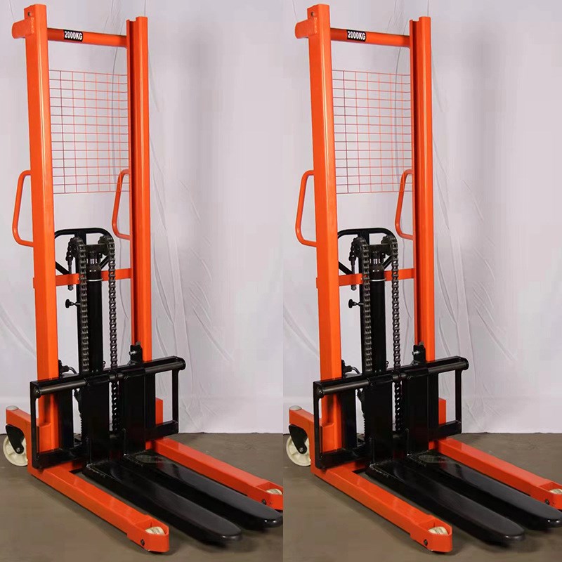 手动堆高车起重手推升降搬运装卸车1T2t3吨1.6米手动液压升高叉车
