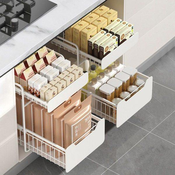 厨房下水置物架多功能收纳架调味架锅具橱柜拉篮抽拉式分层架子,厨房/烹饪用具,厨房抽屉置物架,淘宝优惠券,粉丝福利购,淘宝优惠卷