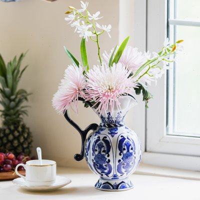 收获小屋青花瓷陶瓷客厅餐桌摆件复古插花瓶桌面装饰水壶瓶插鲜花,家居饰品,花壶瓶,淘宝优惠券,粉丝福利购,淘宝优惠卷