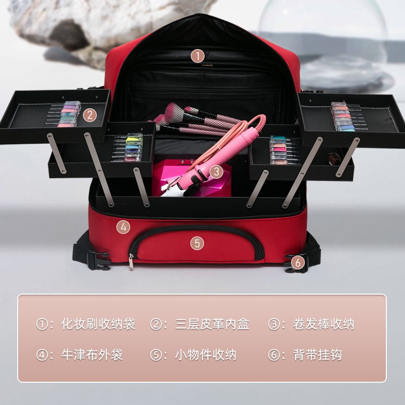 专业化妆师纹绣牛津布纹绣美甲美容跟妆手提隔板收纳整理包工具箱
