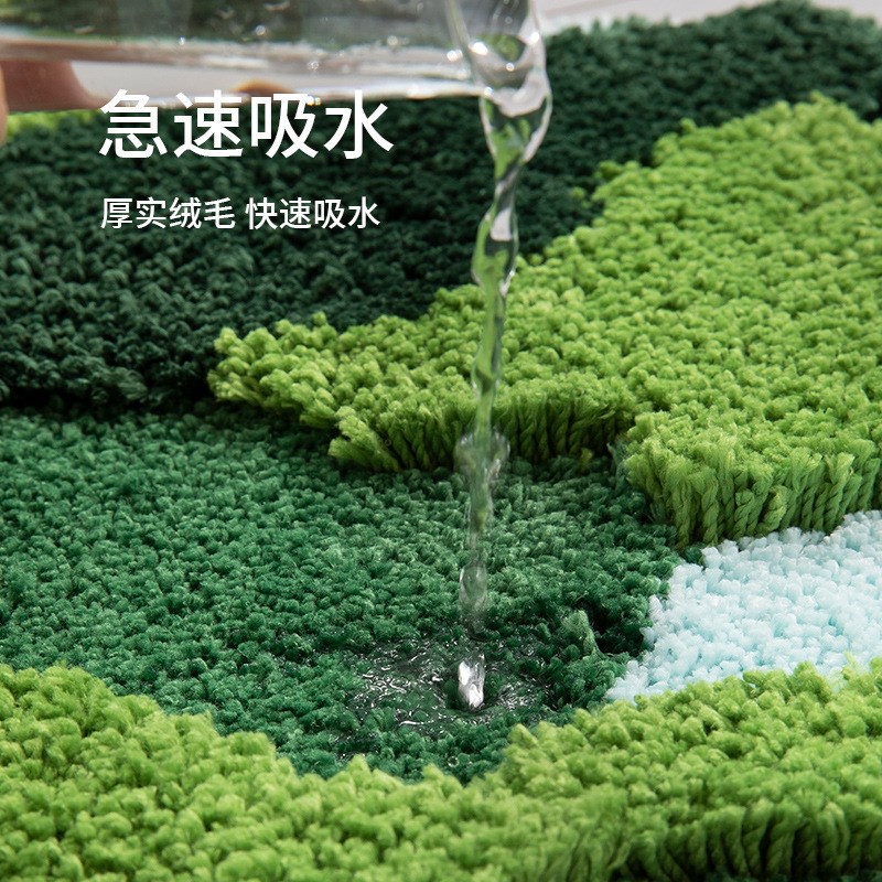 轻奢植绒地毯苔藓异形浴室地垫柔软超细纤维可水洗吸水地毯门垫