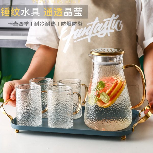 玻璃轻奢水具套装杯子水杯茶杯水果茶杯壶套杯家用客厅茶具带托盘