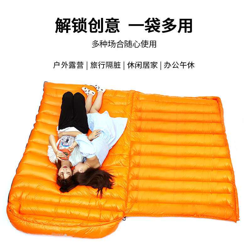 魔蝎双人情侣款鹅绒睡袋冬季户外野营露营加大成人羽绒睡加厚保暖