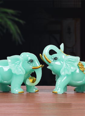 招财大象摆件一对聚o财象乔迁新居礼品客厅电视柜酒柜装饰工艺品